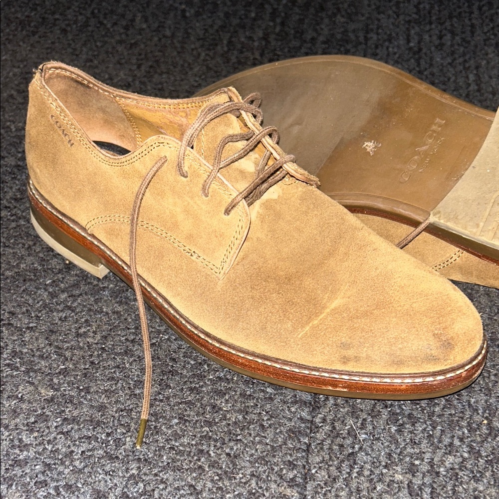 Coach Men's Light Brown Suede Derby Shoes